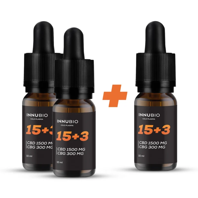 Zestaw promocyjny INNUBIO Olejek konopny 15% CBD + 3% CBG 10 ml 2+1