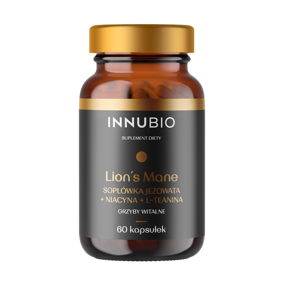 INNUBIO Soplówka jeżowata ekstrakt Lion's Mane z L-teaniną i niacyną 60 kapsułek