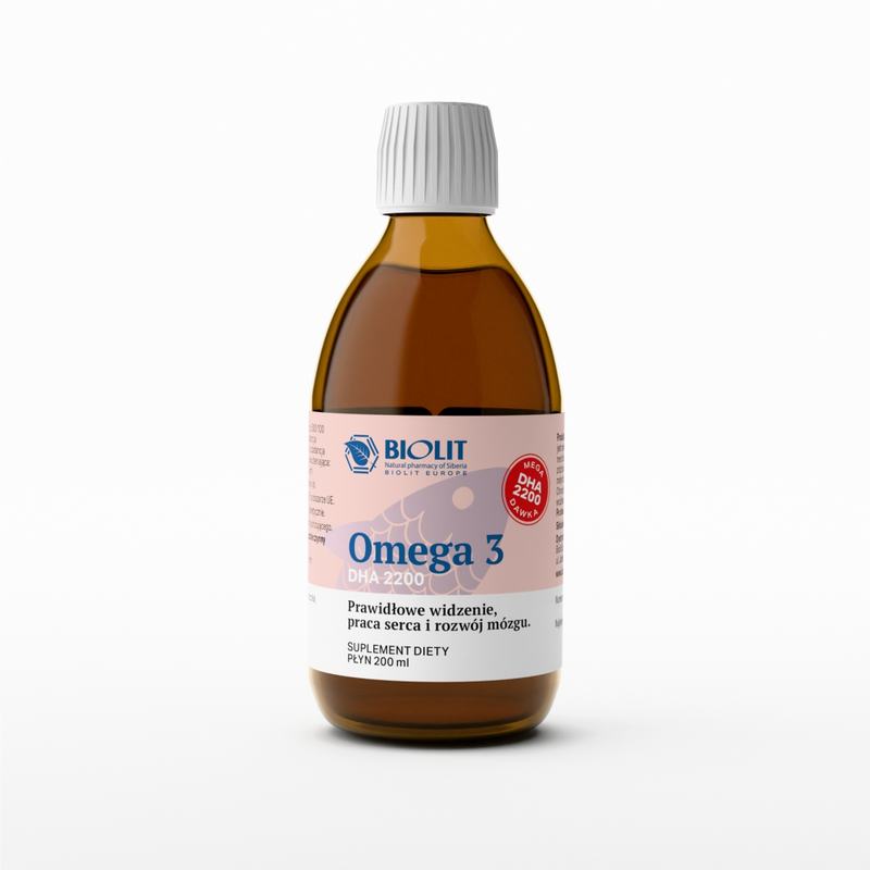 Kwasy Omega 3 2200DHA 200ml BIOLIT PRACA SERCA układ nerwowy KRĄŻENIE wzrok